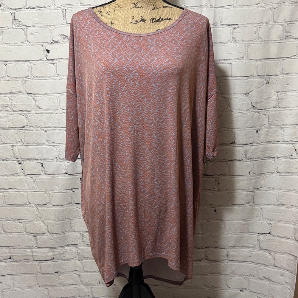 🆕 LuLaRoe Irma Elegant orange - blue Patterned Women's tunic Tshirt